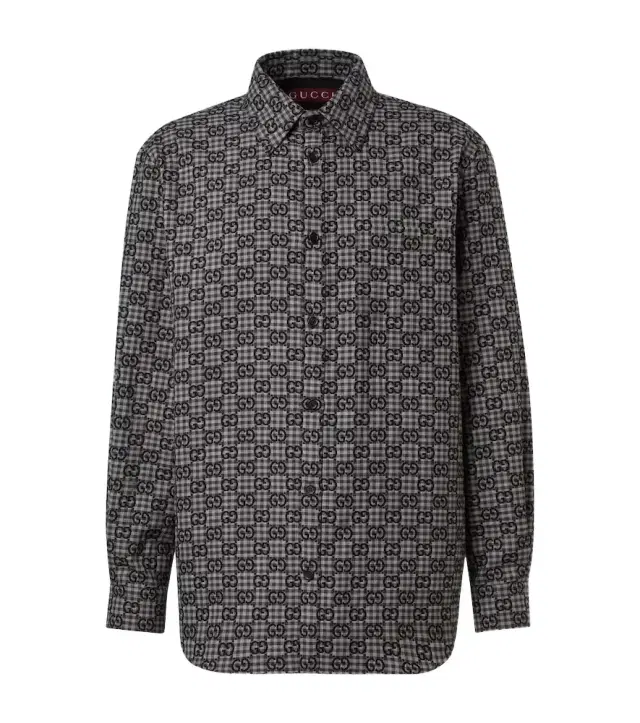 GG checked wool and cotton shirt