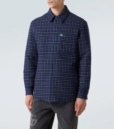 Gucci Double G plaid wool-blend overshirt | Thumbnail 3 Gucci Double G plaid wool-blend overshirt | Thumbnail 3