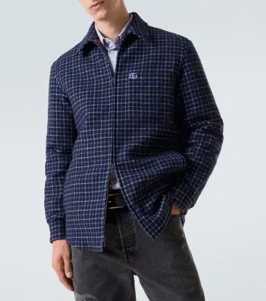 Gucci Double G plaid wool-blend overshirt | Thumbnail 4 Gucci Double G plaid wool-blend overshirt | Thumbnail 4