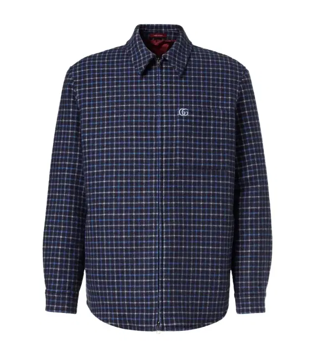 Double G plaid wool-blend overshirt