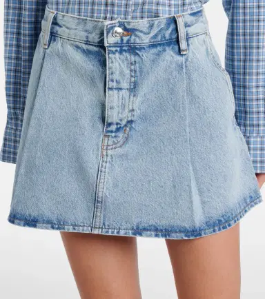 Frame Pleated denim miniskirt | Thumbnail 3 Frame Pleated denim miniskirt | Thumbnail 3