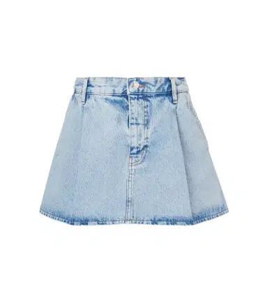 Frame Pleated denim miniskirt | Thumbnail 1 Frame Pleated denim miniskirt | Thumbnail 1