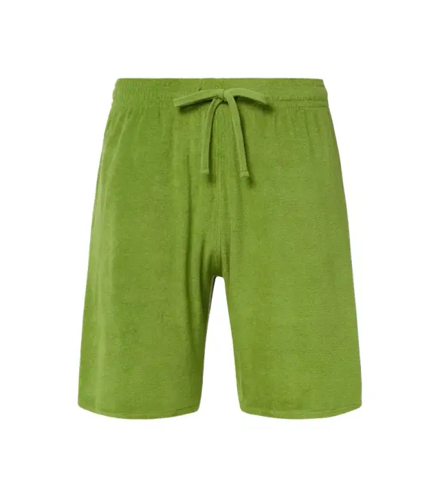 Cotton-blend terry Bermuda shorts