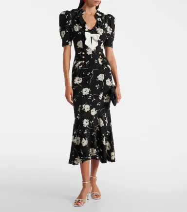 Alessandra Rich Floral printed silk midi dress | Thumbnail 2