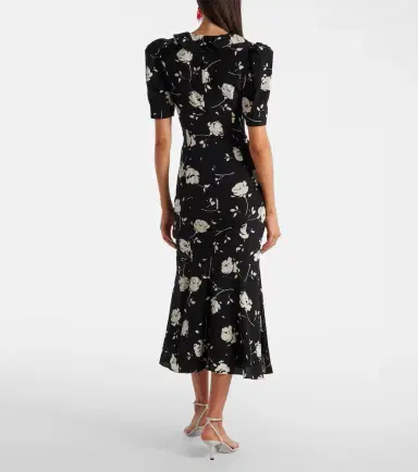 Alessandra Rich Floral printed silk midi dress | Thumbnail 3