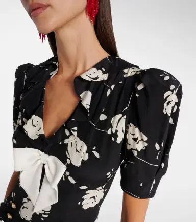 Alessandra Rich Floral printed silk midi dress | Thumbnail 4