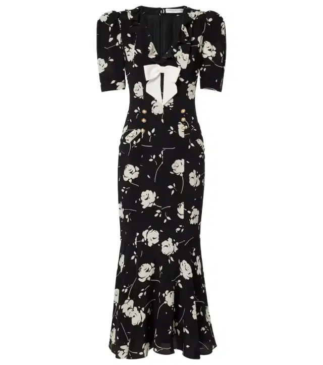 Alessandra Rich Floral printed silk midi dress