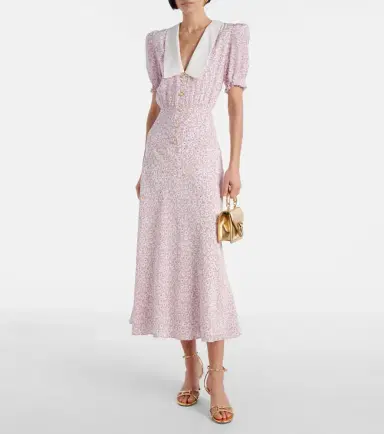 Alessandra Rich Flower silk midi dress | Thumbnail 2