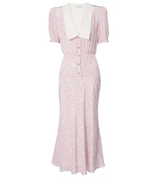 Alessandra Rich Flower silk midi dress