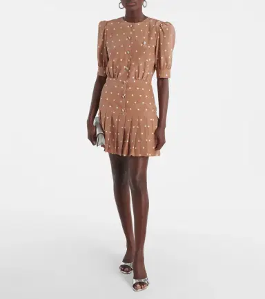 Alessandra Rich Pleated polka-dot silk minidress | Thumbnail 4