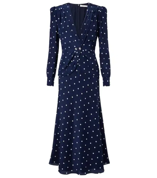 Alessandra Rich Polka-dot silk midi dress