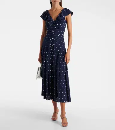 Alessandra Rich Polka-dot ruffled silk midi dress | Thumbnail 2