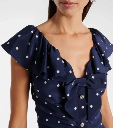 Alessandra Rich Polka-dot ruffled silk midi dress | Thumbnail 6