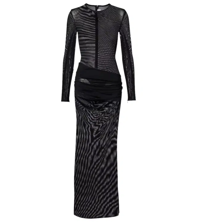 Alex Perry Ruched sheer mesh gown