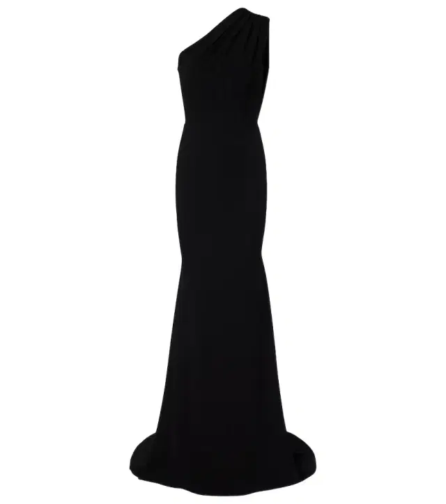 Draped one-shoulder crêpe gown