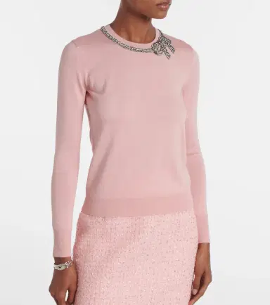 Carolina Herrera Embellished silk and cotton sweater | Thumbnail 6