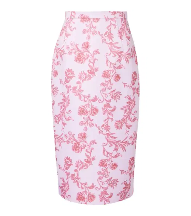 Emilia Wickstead Lorelei floral taffeta faille pencil skirt
