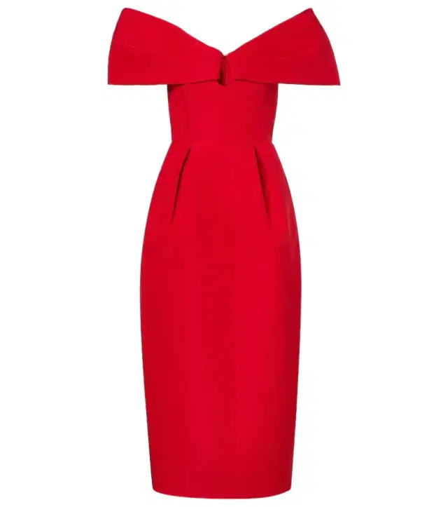 Off-shoulder silk maxi dress
