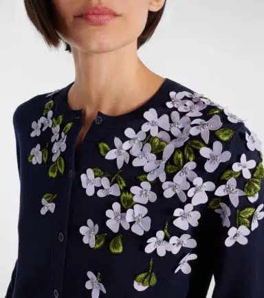 Carolina Herrera Embroidered silk and cotton cardigan | Thumbnail 4
