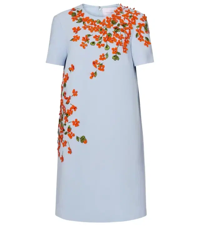Carolina Herrera Floral-appliqué crêpe shift dress