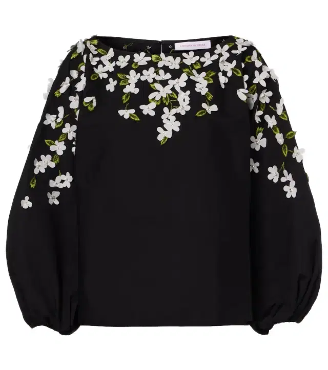 Carolina Herrera Floral-appliqué cotton-blend top