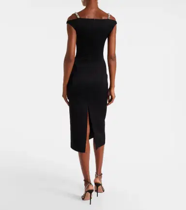 David Koma Crystal-embellished satin midi dress | Thumbnail 3 David Koma Crystal-embellished satin midi dress | Thumbnail 3