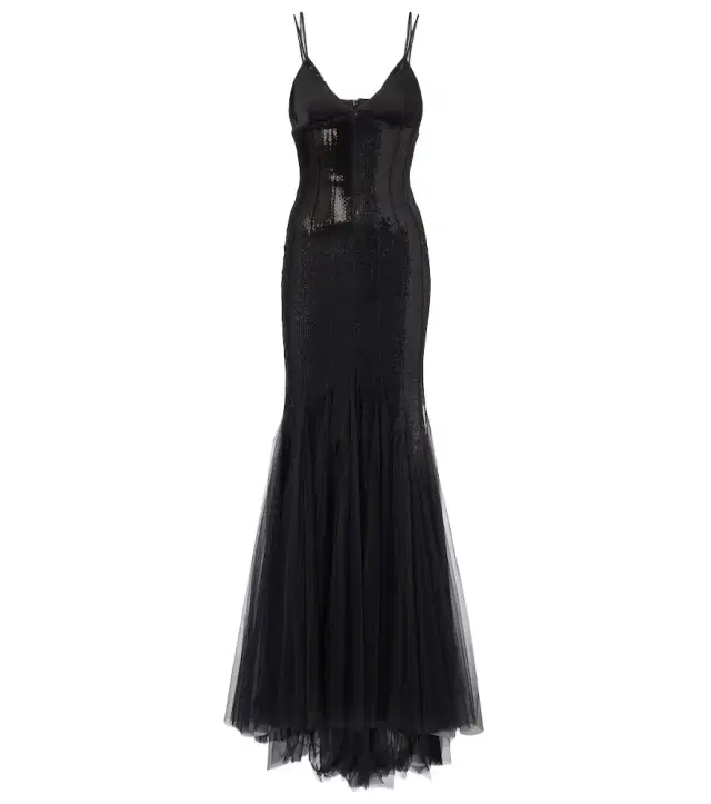 David Koma Sequined tulle and satin gown