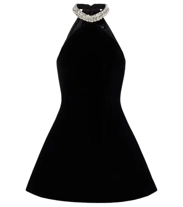 Crystal-embellished halterneck minidress