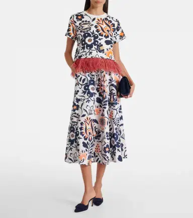 La DoubleJ Printed satin midi skirt | Thumbnail 4