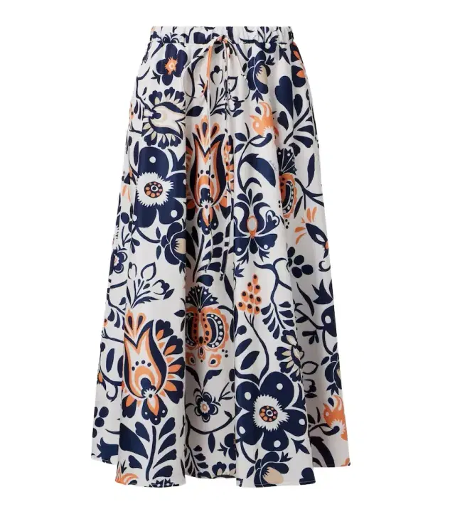 La DoubleJ Printed satin midi skirt