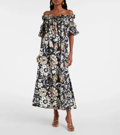 La DoubleJ Breakfast ruffled cotton poplin midi dress | Thumbnail 2