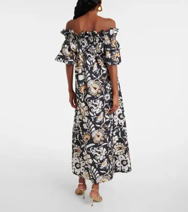 La DoubleJ Breakfast ruffled cotton poplin midi dress | Thumbnail 4