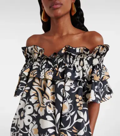 La DoubleJ Breakfast ruffled cotton poplin midi dress | Thumbnail 5