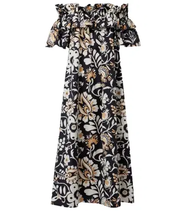La DoubleJ Breakfast ruffled cotton poplin midi dress | Thumbnail 1