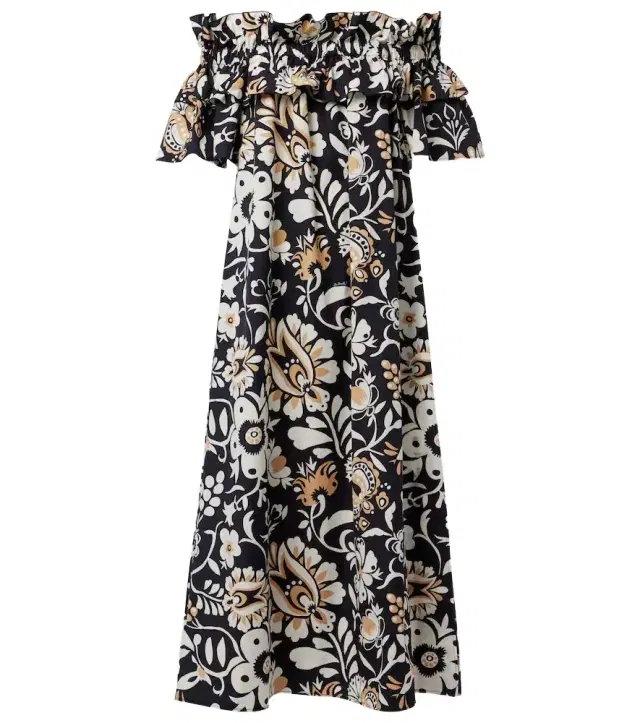 La DoubleJ Breakfast ruffled cotton poplin midi dress