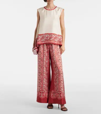 La DoubleJ Printed silk twill palazzo pants | Thumbnail 4