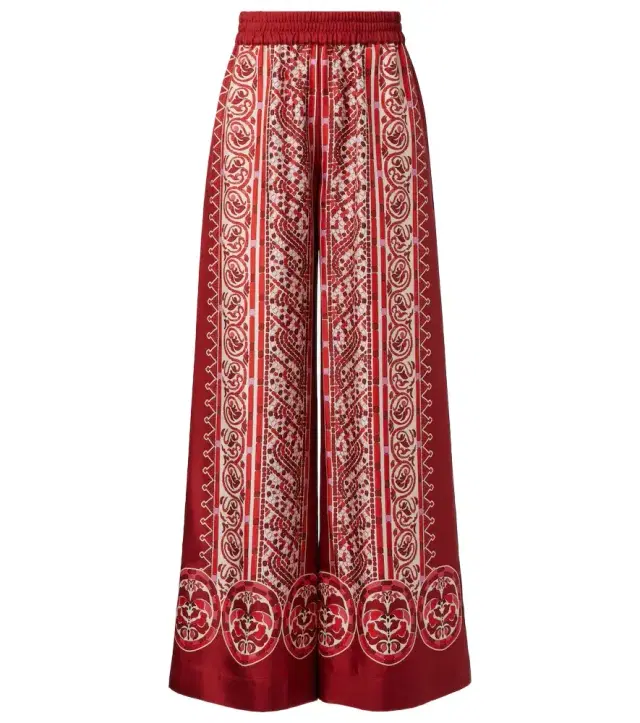 La DoubleJ Printed silk twill palazzo pants