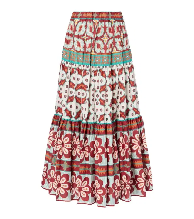 La DoubleJ Big printed tiered cotton maxi skirt