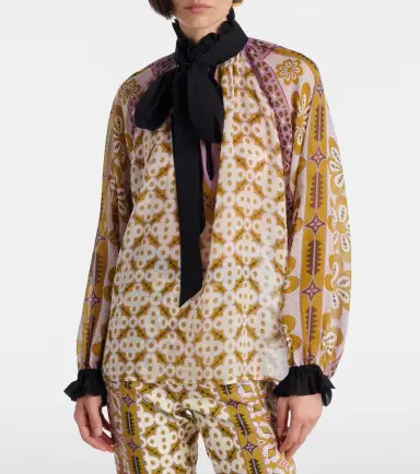 La DoubleJ Cerere printed tie-neck silk blouse | Thumbnail 4