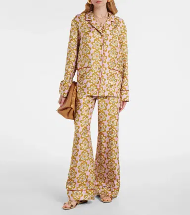 La DoubleJ Floral silk twill pajama pants | Thumbnail 2
