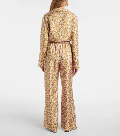 La DoubleJ Floral silk twill pajama pants | Thumbnail 5