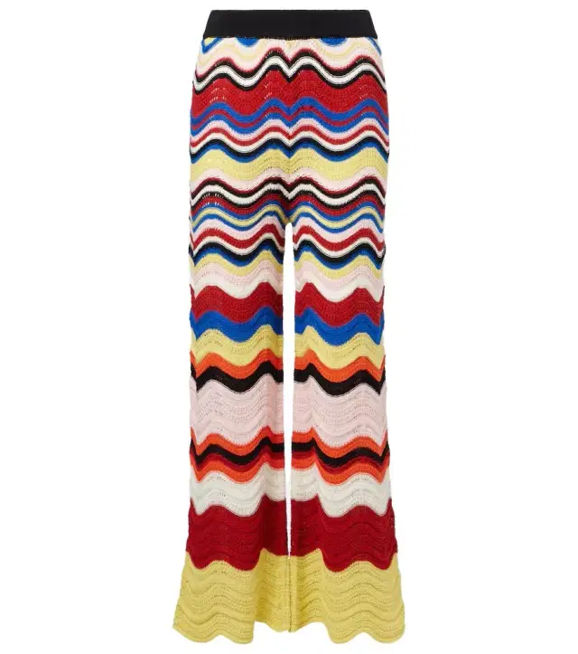La DoubleJ Chevron crochet cotton wide-leg pants