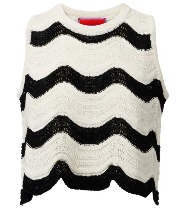 La DoubleJ Chevron cotton crochet crop top
