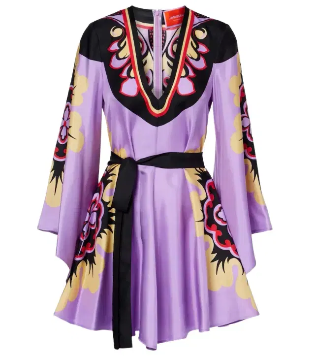 La DoubleJ Magnifico Placée silk twill minidress