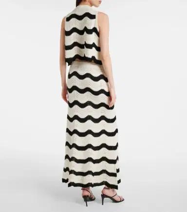 La DoubleJ Chevron cotton crochet midi skirt | Thumbnail 2