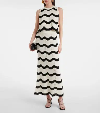 La DoubleJ Chevron cotton crochet midi skirt | Thumbnail 4