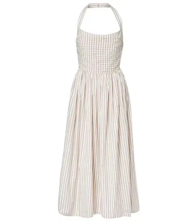 Markarian Halterneck striped cotton midi dress