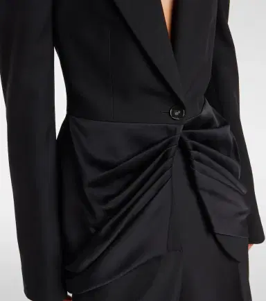Stella McCartney Draped satin-trimmed wool blazer | Thumbnail 2 Stella McCartney Draped satin-trimmed wool blazer | Thumbnail 2