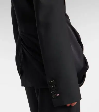Stella McCartney Draped satin-trimmed wool blazer | Thumbnail 3 Stella McCartney Draped satin-trimmed wool blazer | Thumbnail 3