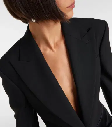 Stella McCartney Draped satin-trimmed wool blazer | Thumbnail 4 Stella McCartney Draped satin-trimmed wool blazer | Thumbnail 4